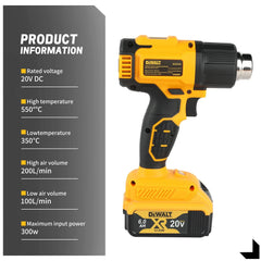 Dewalt DCE530 Cordless Heat Gun:20V,5 - in - 1 Nozzles,2 Speed Modes,Precise Temp Control,For Paint Stripping&Plastic Welding