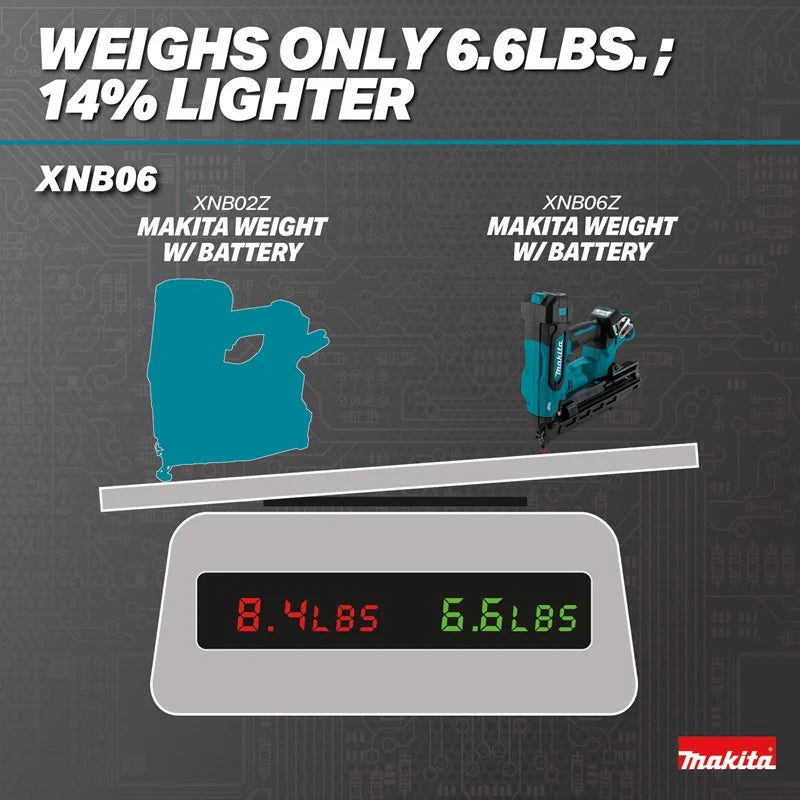 Makita XNB06Z 18V LXT Brushless Cordless 2-1/2-in. Angled 16-Gauge Finish Nailer, Tool Only