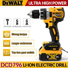 Dewalt DCD796 Compact Cordless Brushless Impact Drill LED Light Powerful Multi-functional Electric Power Tool 20V Battery