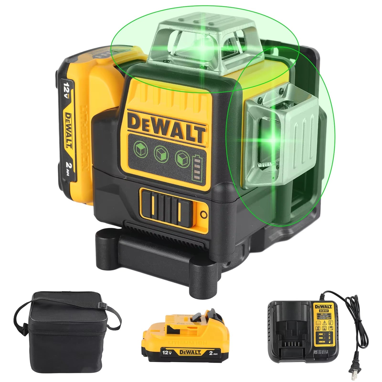 2026 DEWALT DW089LG Lithium Battery Green Laser Level | 12 Lines 3 Sides 360° Horizontal Vertical | Outdoor Leveling Measurin