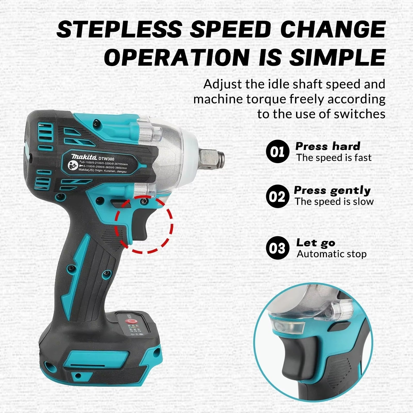 Makita DTW300 18V Lithium Impact Wrench Set: 330Nm Brushless Auto Repair Power Tool(bare unit)