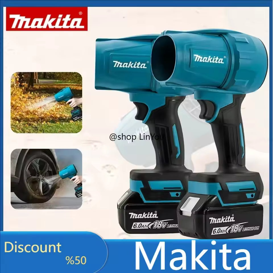 Makita 30000RPM Violent Blower Turbo Jet Fan 18V Electric Air Duster Wind Speed Turbo Rechargeable with Light Car Cleanin Tool